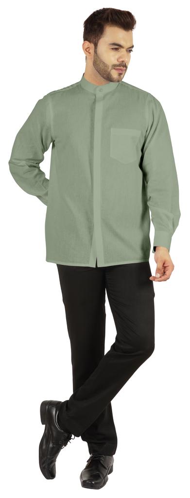 BestMan Мужская однотонная рубашка на пуговицах с китайским воротником и планкой спереди для формального случая