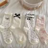Trendy Socks Women's Spring and Autumn New Embroidered Bow Cotton Mid-tube Socks