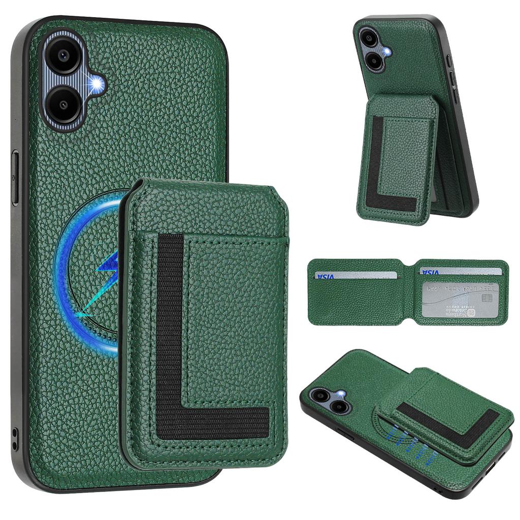 For Samsung Galaxy A05 4G Magnetic Case TPU + PU Leather Phone Back Cover with Detachable Card Holder