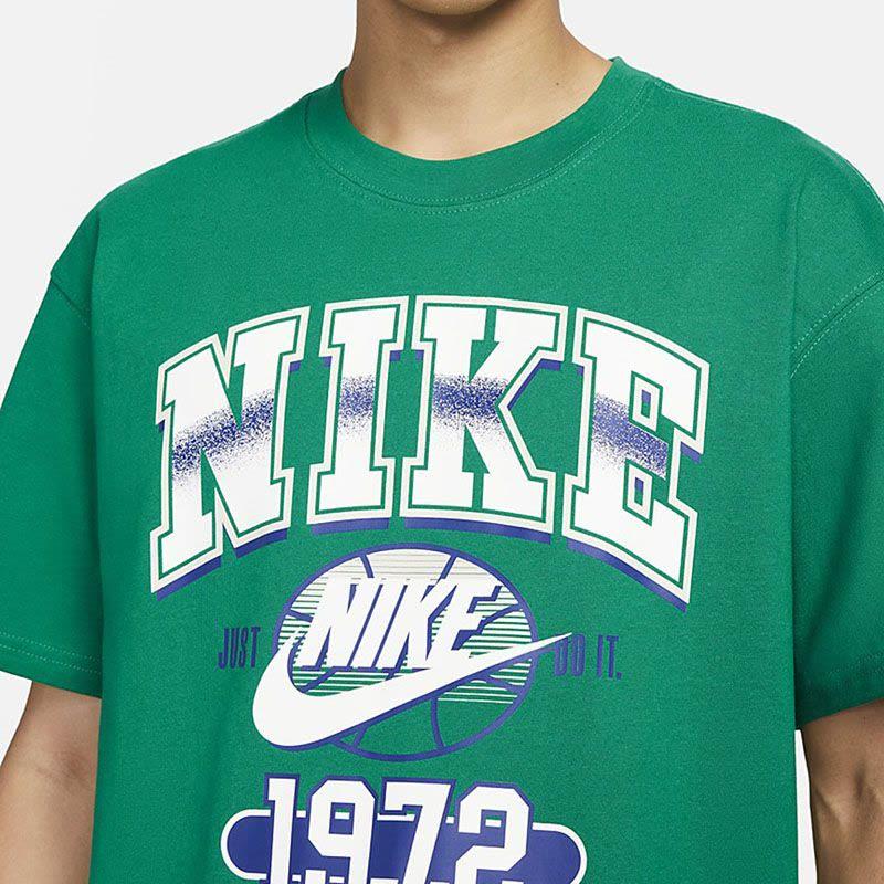 Nike Буквенно-цифровой логотип с принтом, круглый вырез, короткий рукав, баскетбольная майка, мужские топы, павлино-зеленый цвет, FQ7003-365