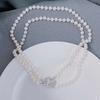 Women's Double-Layer Freshwater Pearl Necklace Polymorph Sweater Chain with Natural Beauty Count Necklace