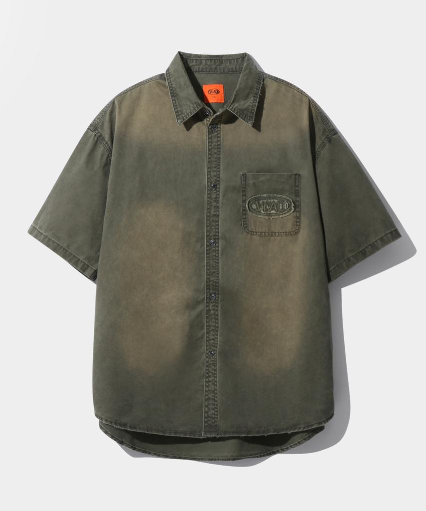 Рубашка с коротким рукавом Dimiteulibeullaeg Vlad Cutoff Applique Fade Washed_Оливковый