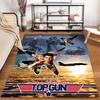 Top Gun Themed Carpet with Fighter Jet and Sunset Background Design Suitable for use as an anti-slip for living room bedroom sofas