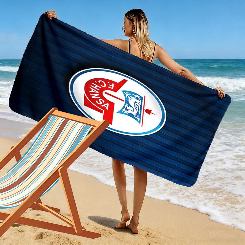 FC Hansa Print Beach Towel, Large Soft Quick Dry Towel for Beach Camping Swimming