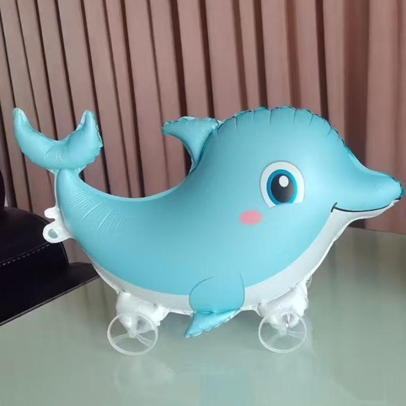 4D Мультяшные Фольгированные Шары Слон Стоячий Ходячий Шарик с Колесом для Украшения Детской Вечеринки по случаю Дня Рождения, Детского Праздника