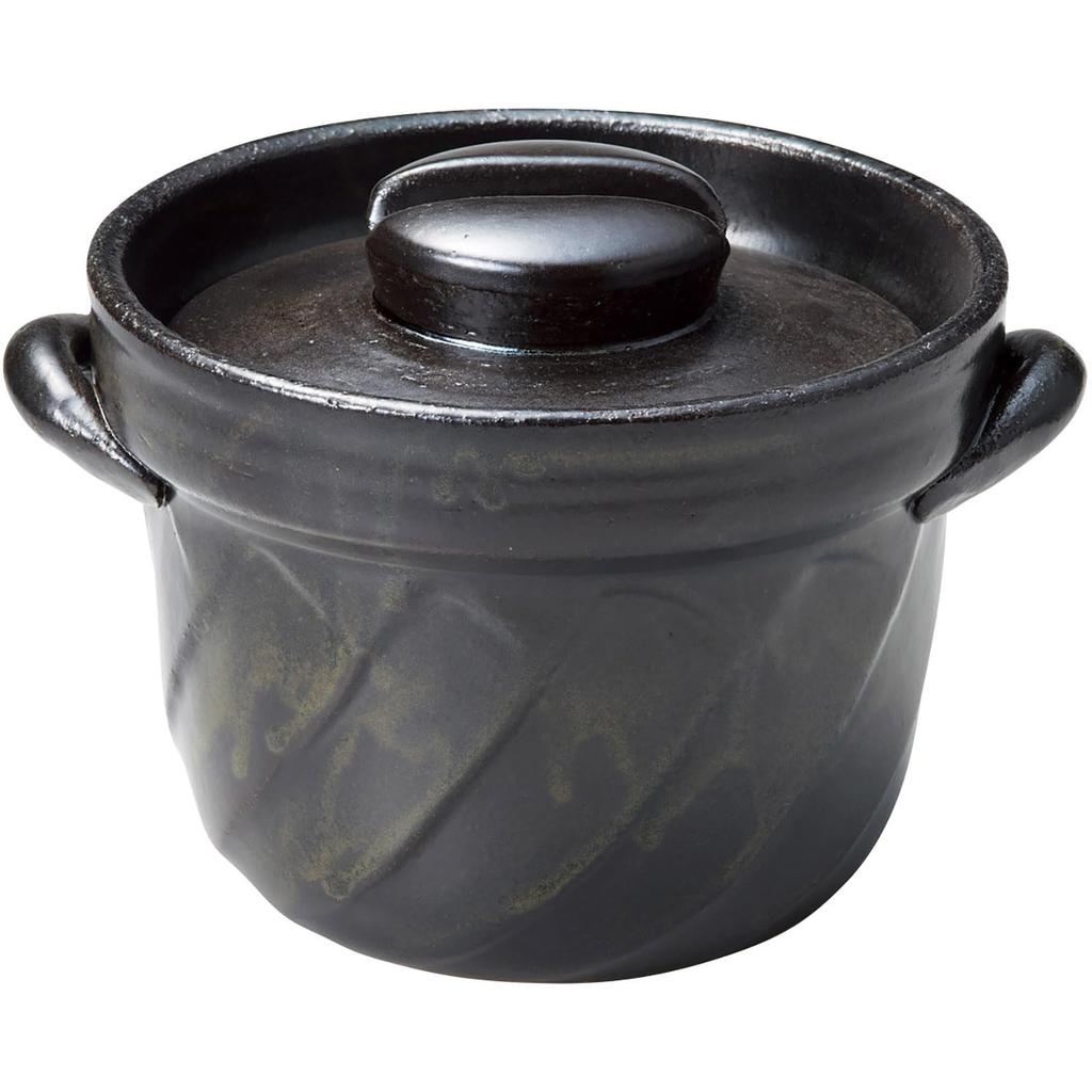 Banko Ware Earthenware Rice Black 20cm Microwave Made In Product Number 18816 Cooker, 2-cup Capacity, Glaze, Diameter, Safe, Heat-Resistant Ceramic,