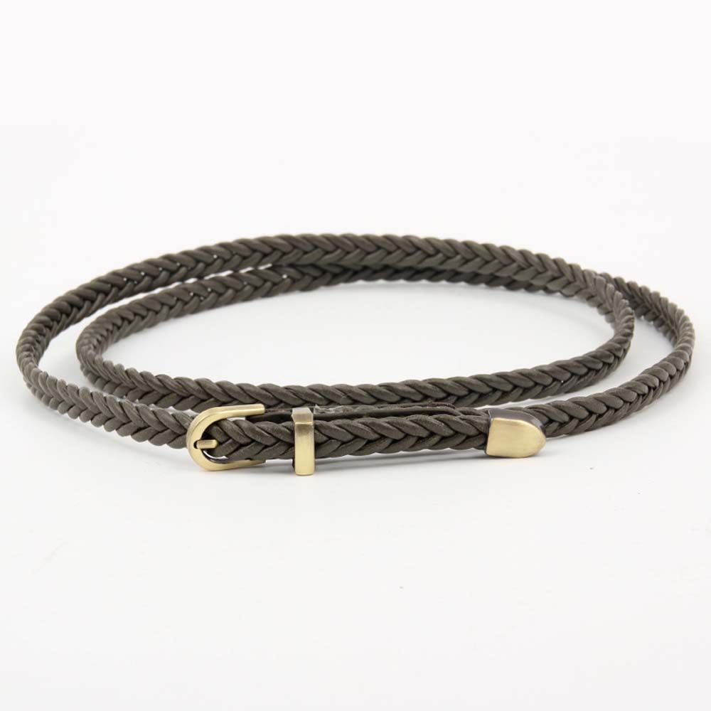 Hand-woven Thin Girls Female Retro Braided Belts Pin Buckle Waistband Waist Belt