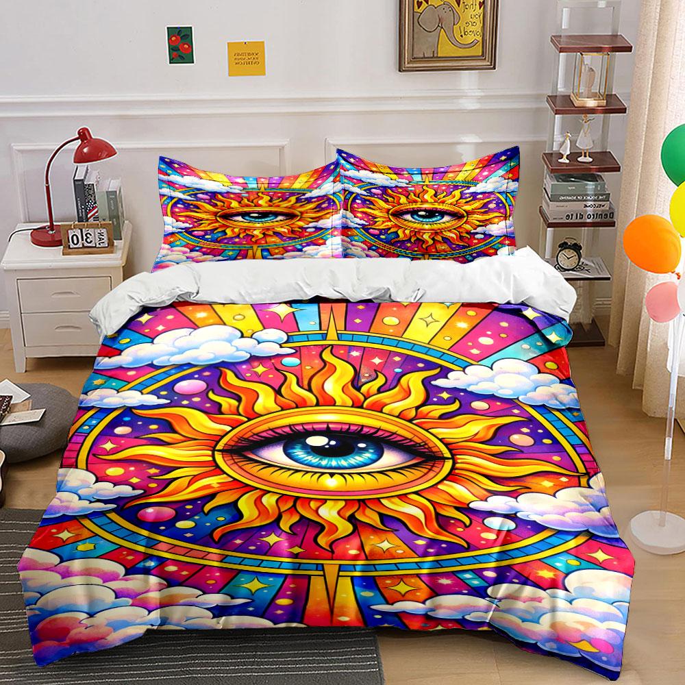 Eye surrounded by sun. Bedding sets Duvet cover sets Duvet covers Pillowcases(1*Duvet Cover 2*Pillowcases without duvet insert)