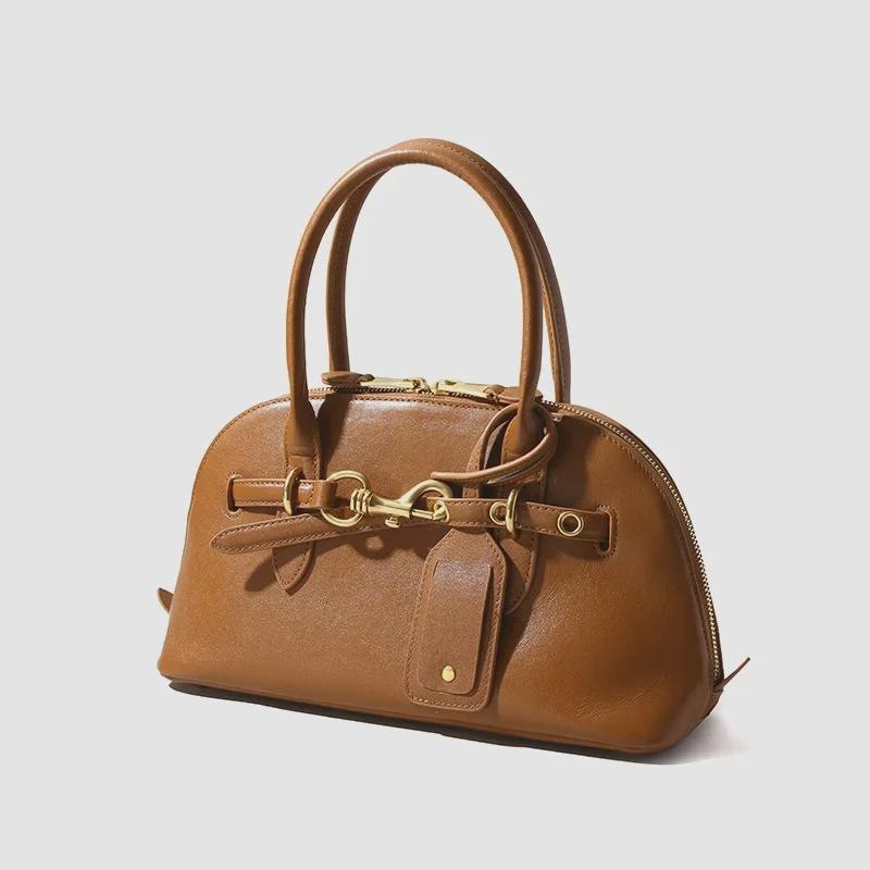 2024 Women's Autumn Genuine Leather Shoulder & Messenger Bags - Large Capacity, Fashionable, High-End Tote for Commuting