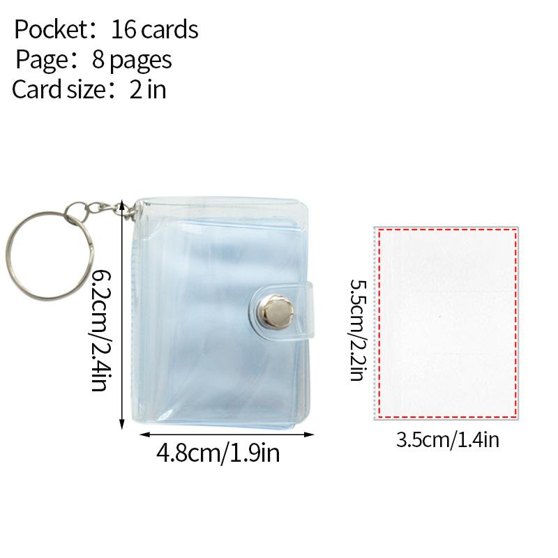 Mini Photocard Holder Transparent 16 Pockets Photo Album Keychain Idol Kpop Photocard Holder Binder Photocards Collector Book