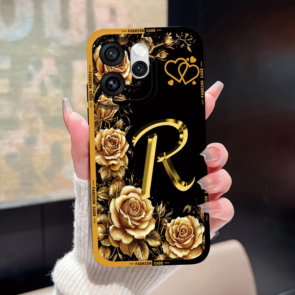 For Oppo Reno15 Pro Reno15 F Cases Luxury Rose 26 Letters Shockproof Silicone Cover For OppoReno15F Fundas OppoReno15 Pro Bumper