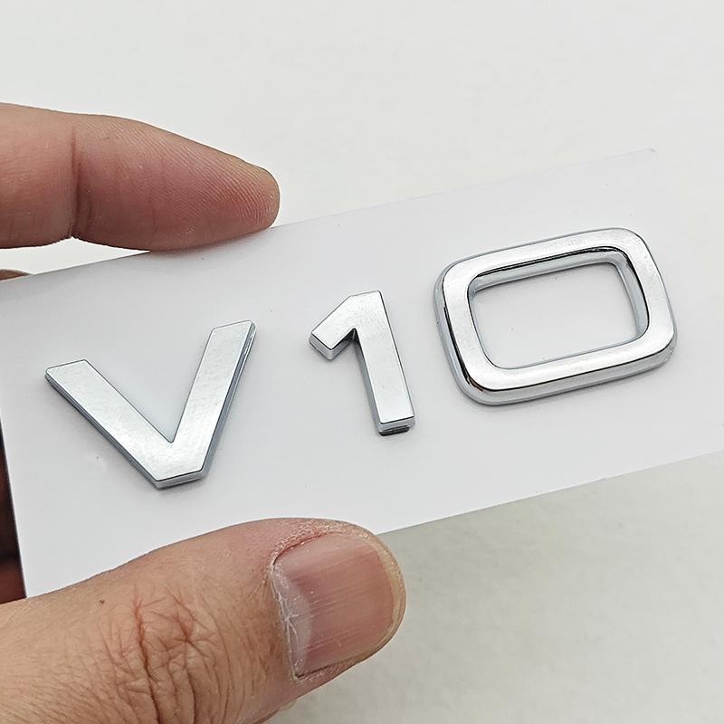 3D ABS Car Letters Logo V10 W12 Rear Trunk Badge Side Fender Sticker Decals For 4UYEF A6 A8 Q8 Q7 SQ7 SQ8 S7 S8 Auto Accessories