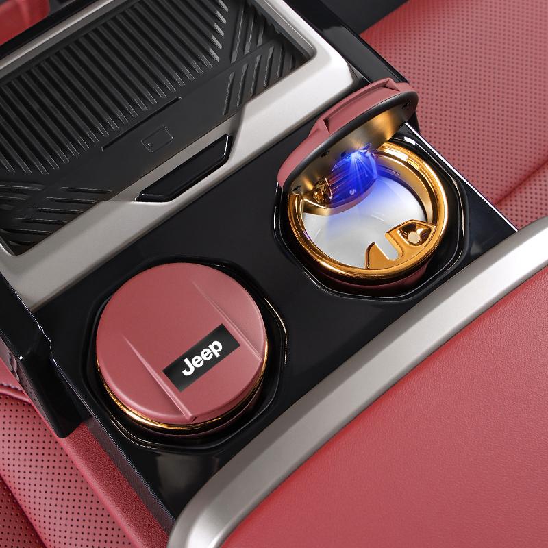Car Ceramic Ashtray LED Light Ash Tray Cup Auto Accessories For Jeep Grand Cherokee Wrangler JK Gladiator Compass Renegade Recon NXJPT1