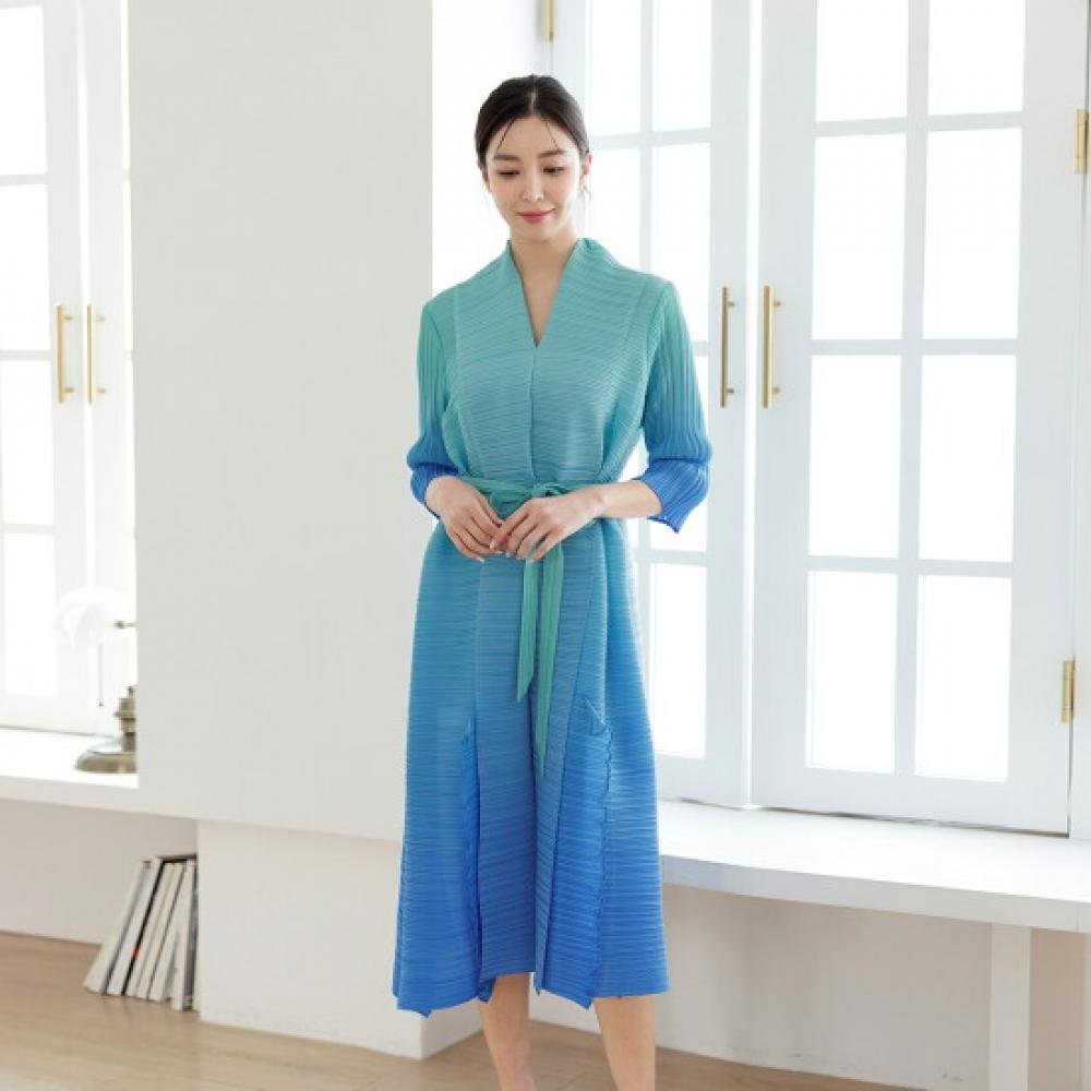 Plara Long Lapel Belted Long Dress + Belt Set
