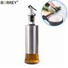 BORREY нержавеющая бутылка для кулинарного масла, диспенсер для соуса, бутылка для приправ, бутылки с чесночным маслом, стеклянная бутылка для масла, уксуса, кухонный инструмент