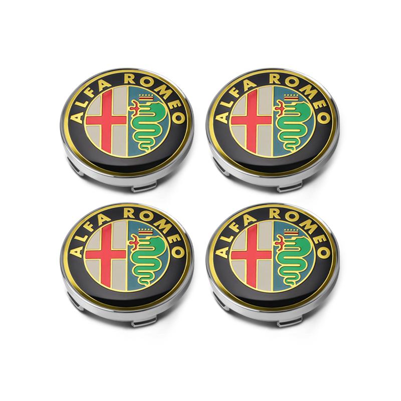 PRTZU1 60mm Car Wheel Hub Caps Auto Emblem Tire Center Cover Badge Decor For Alfa Romeo Sportiva 147 156 166 159 Giulietta Giulia GT
