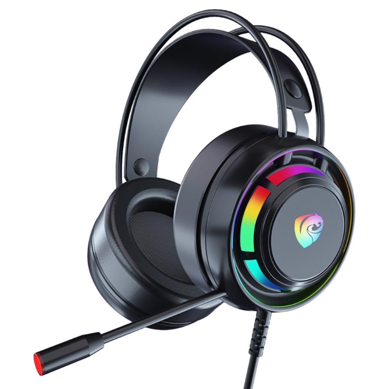 Игровая гарнитура с RGB-подсветкой, объемный стереозвук, наушники с мягкими амбушюрами, мощный эргономичный дизайн, удобные в ношении