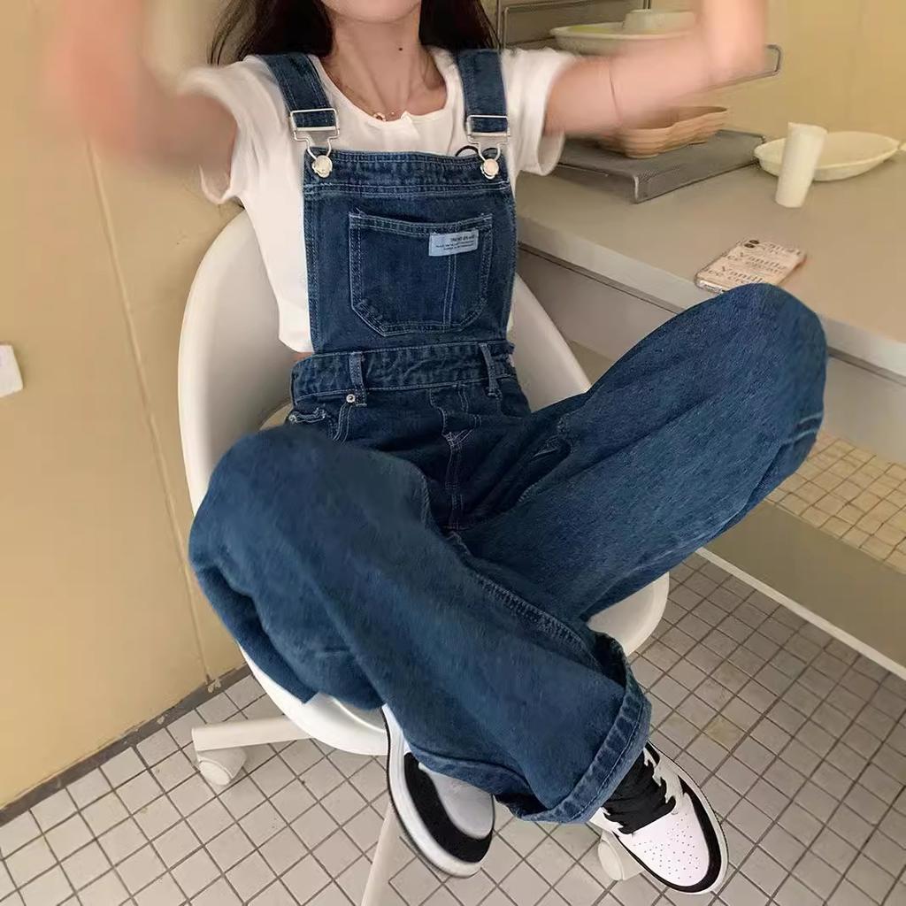 Джинсовые комбинезоны женские весна и осень, замедляющие старение, свободные и тонкие, американские, широкие, длинные брюки для уборки
