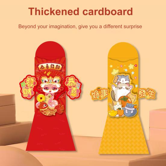 Китайские новогодние красные конверты 2025 года, карманы для счастливых денег на год змеи, 3D традиционные красные карманы для весеннего фестиваля Лунного Нового года