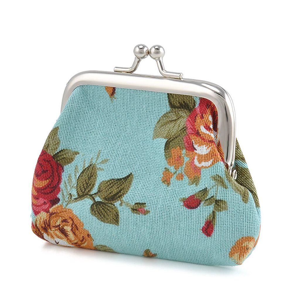 Floral Lady Vintage Flower Hasp Retro Credit Card Holder Coin Purse Clutch Bag Small Wallet