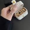 Mini Portable Small Jewelry Storage Bag Travel Simple Leather Ring Necklace Earrings Storage Box Organizer Display Gift Box