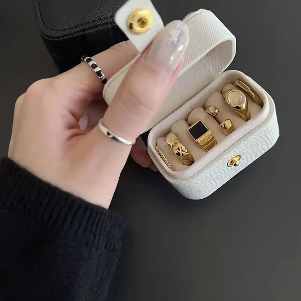 Mini Portable Small Jewelry Storage Bag Travel Simple Leather Ring Necklace Earrings Storage Box Organizer Display Gift Box