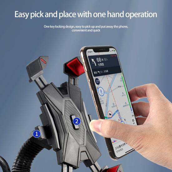 Навигационный кронштейн без поворота кнопок, совместимый с одним щелчком блокировки, быстроблокирующийся держатель для телефона на мотоцикле на 360 градусов