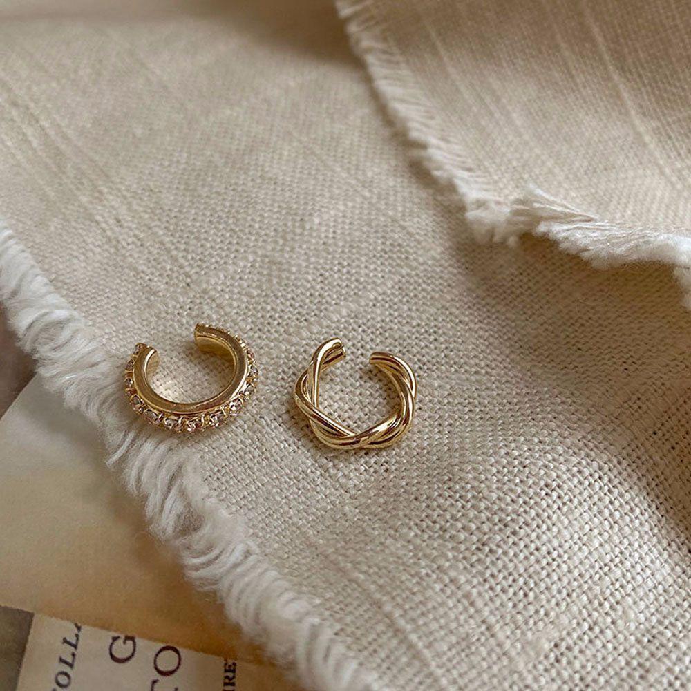 Ear Hole Chain Zinc Zinc Alloy Rhinestone  Hoop Earrings Cartilage Stud Ear Bone Clip Earring Ear Clip