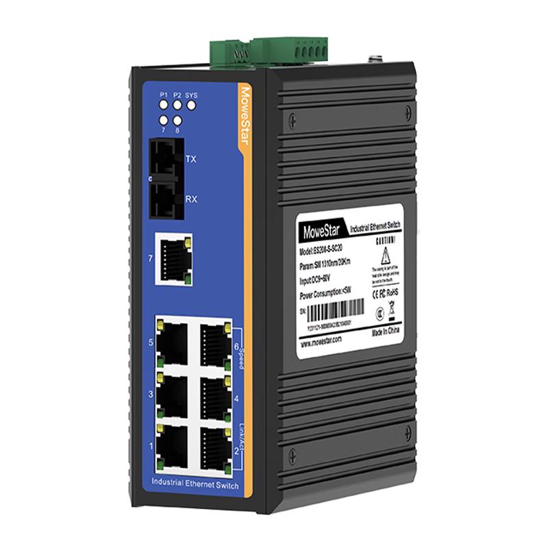 Промышленный неуправляемый коммутатор Fast Ethernet MoweStar на DIN-рейку