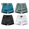 Men Shorts Elastic Waistband Adjustable Drawstring Casual Shorts with Pockets Solid Color Quick Drying Sport Shorts