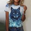 3D Printed  Animal T Shirt For Women Wolf Pattern Tees Summer New Harajuku T-Shirts Y2k Tops Loose Short Sleeves Girl Clothes