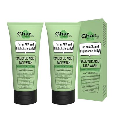 GHAR SOAPS Гель для умывания для контроля жирности кожи, для жирной и склонной к высыпаниям кожи, 2 x 100 мл, Глубокое очищение, Ежедневное средство для умывания, Унисекс