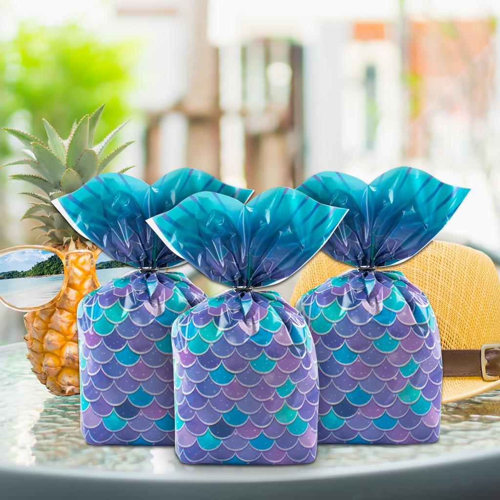 50 шт. Пластиковые подарочные пакеты «Хвост русалки», упаковочная сумка для конфет, печенья, сумка для угощений «Русалка», украшение для дня рождения девочки, вечеринки по случаю рождения ребенка