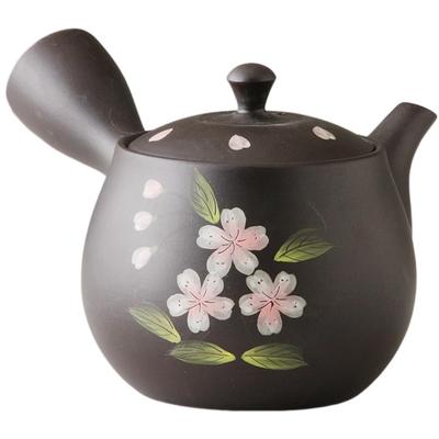 Чайник из черной глины Але-нет Сакура, 380 мл, с ситечком для чая из нержавеющей стали, керамика Токонаме, сделано в Японии