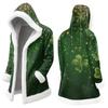 Unisex Casual And Fashionable Plush Collar Hooded Long Sleeved St. Patrick's Print Jacket