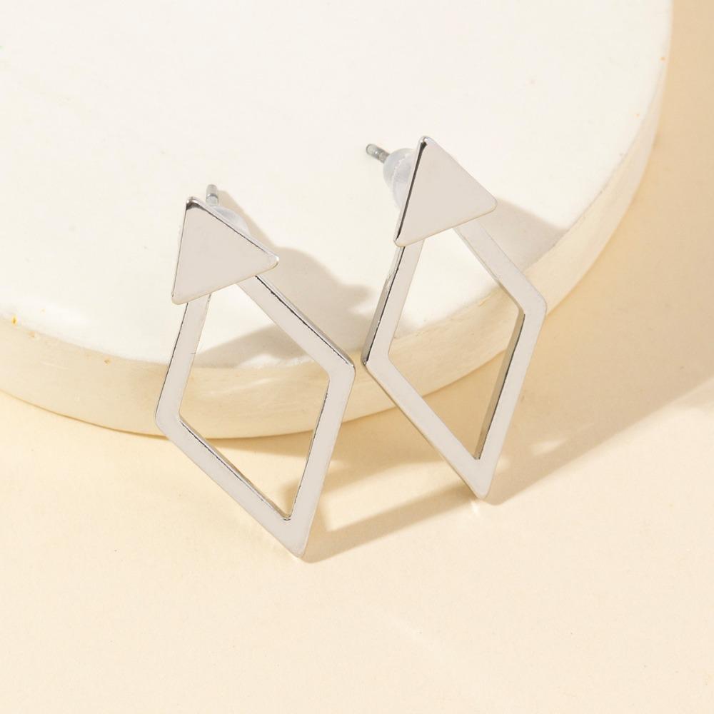 Ретро Минималистичные Геометрические Квадратные Съемные Треугольники Серьги-пусеты из нержавеющей стали для женщин Ювелирные аксессуары Вечеринка