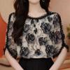 Limiguyue Runway Summer Floral Printed Blouse Elegant Ruffle Neck Silk Shirt Split Short Sleeve Lace Women Top