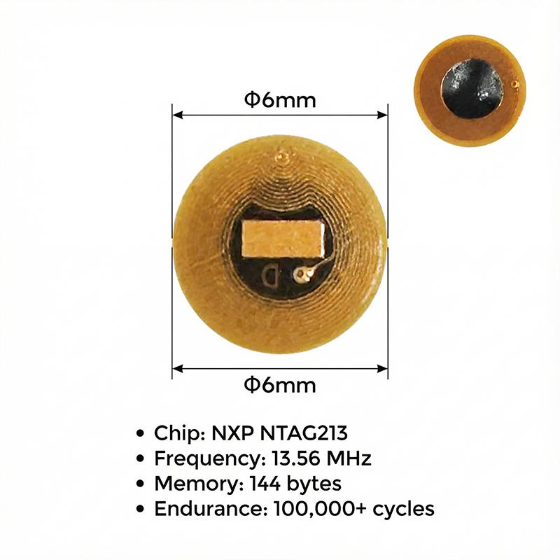 6mm Diameter NXP NTAG213 NFC Tags Programmable RFID Stickers round Waterproof Flexible FPC NFC Labels for Phones And Wearables
