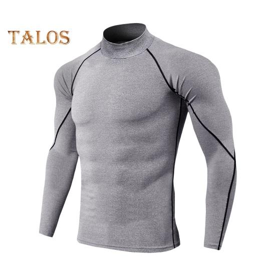 Мужской спортивный топ 3D Slim Fit с высокой эластичностью и воротником-стойкой, быстросохнущий, с длинными рукавами, облегающий, компрессионный, для коррекции фигуры, для бега, баскетбола, спортзала
