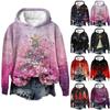 Women's Fashion Pullover Drop Shoulder Long Sleeve Christmas Printed Hooded Sweatshirt