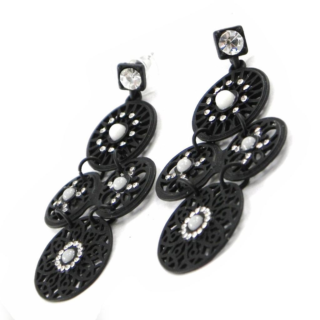 NOA [H8935] - Дизайнерские серьги «Кармен» черно-белые