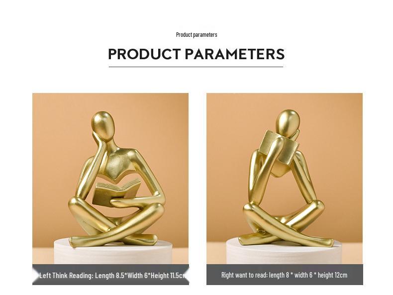 Abstract Resin Figure Ornament: Reading Statue for Bookshelf or Living Room Decor