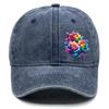 Colorful Flower Print Snapback Baseball Hat, Dad Hat Casual Slouchy Inelastic Lightweight Adjustable Sun Hat