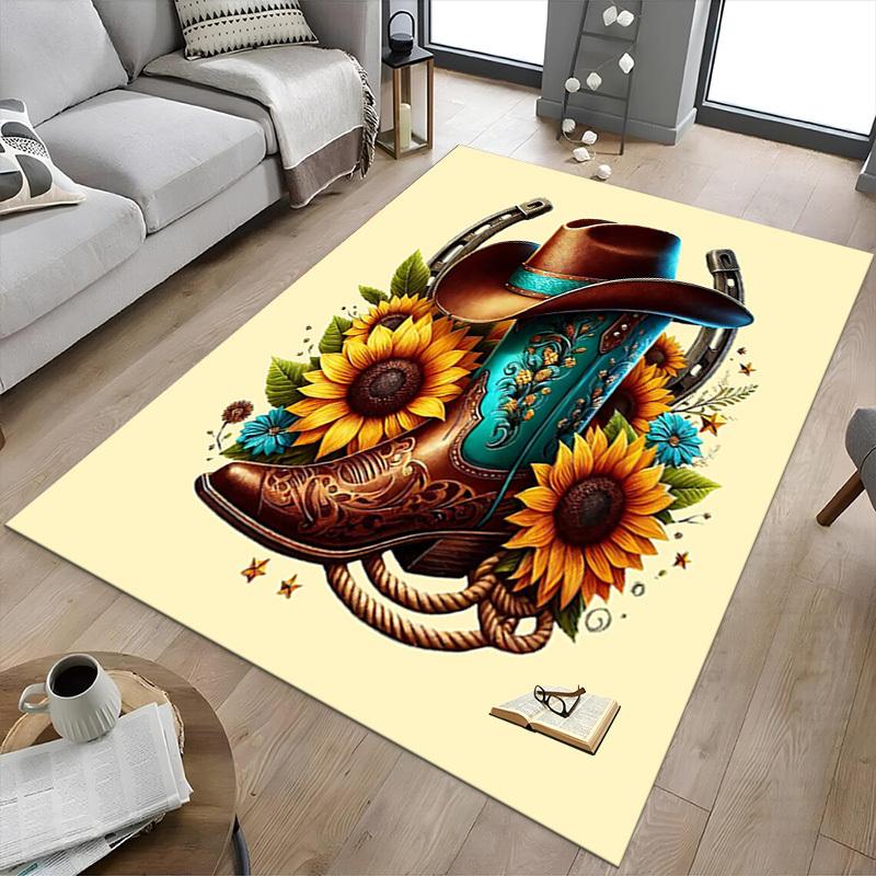 1PC Cowboy Boot Non-Slip Floor carpet, suitable for Office, bedroomand playrooms. It can also be used as a sofa footrest cover-T108