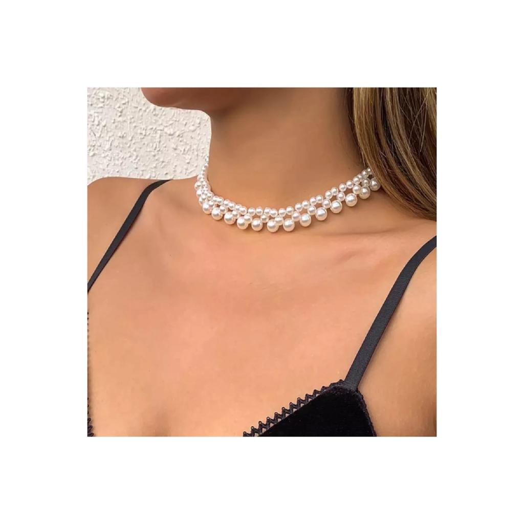 Pearl Design Gold Plated Choker Necklace