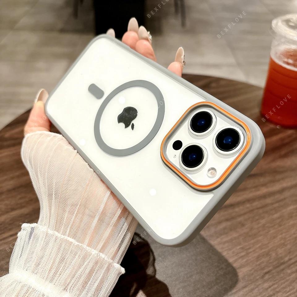 Luxury Clear Magnetic Phone Case For iPhone 16 15 14 Plus 12 11 13 16 Pro Max Magsafe Wireless Charge Shockproof Protector Cover
