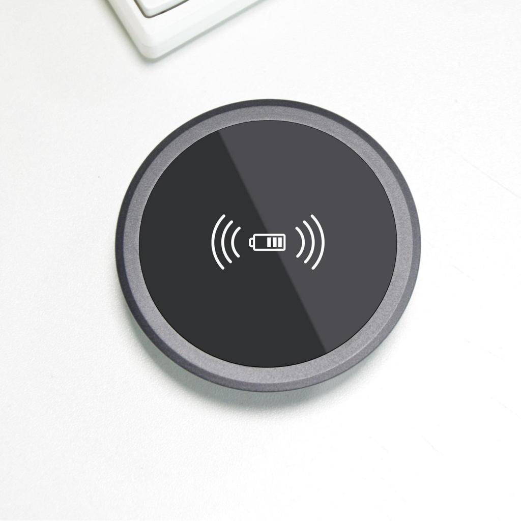 Встроенное беспроводное настольное зарядное устройство: 15 Вт быстрая зарядная панель Qi для мобильных устройств для интеграции в стол