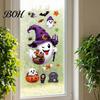 Festive Party Glass Supplies Halloween Witch Hat Ghost Window Clings, Spiders Bat Pumpkin Spooky Ornaments Stickers for Home Holiday Store Decoration
