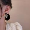New Boho Black Enamerl Bowknot Hanging Earrings for Women Full Rhinestone Elegant Pearl Beads Wedding Ear Jewelry 2025 New In