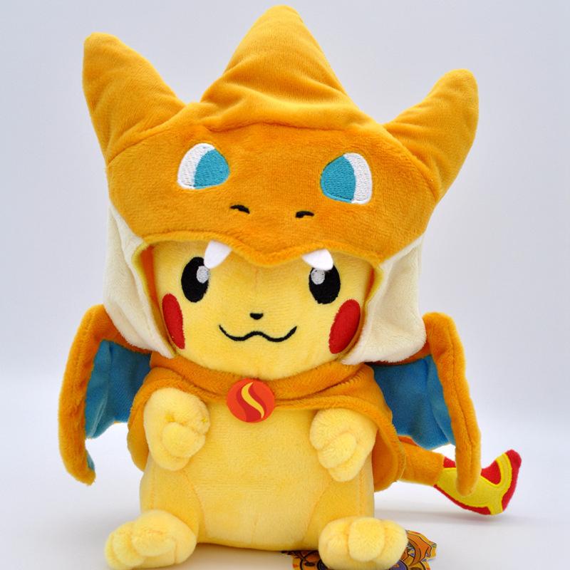20cm small-sized transformable fire-breathing beast cape, three-headed dragon cape transformed into a plush doll